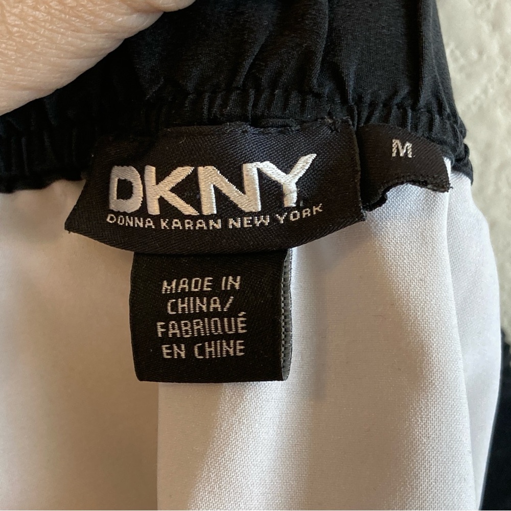 DKNY Black White Silk Layered Skirt Size M Sheer Panel Mini - Picture 7 of 10